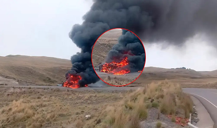 Cusco: camión cisterna con 8 mil galones de combustible se incendia tras volcadura 